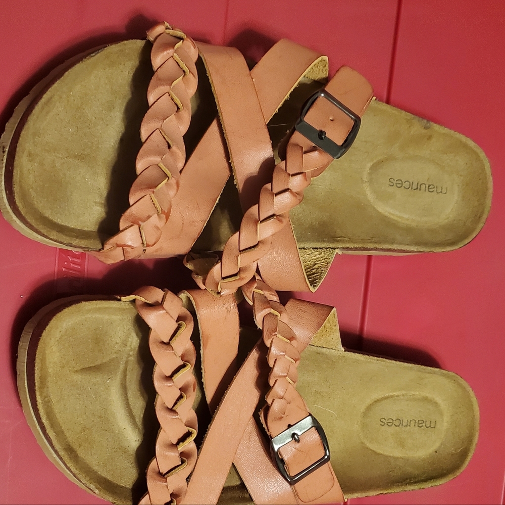 Maurices leather rose colored sandals worn 1x